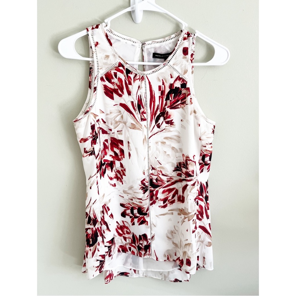 WHBM sleeveless print chiffon blouse sz XXS NWT